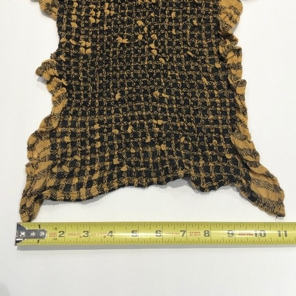 Black & Gold Brown Tan Puckered Long Scarf - Picture 5 of 5